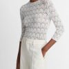 Women VINCE Knitwear | Fine Lace 3/4 Crew Neck Knit