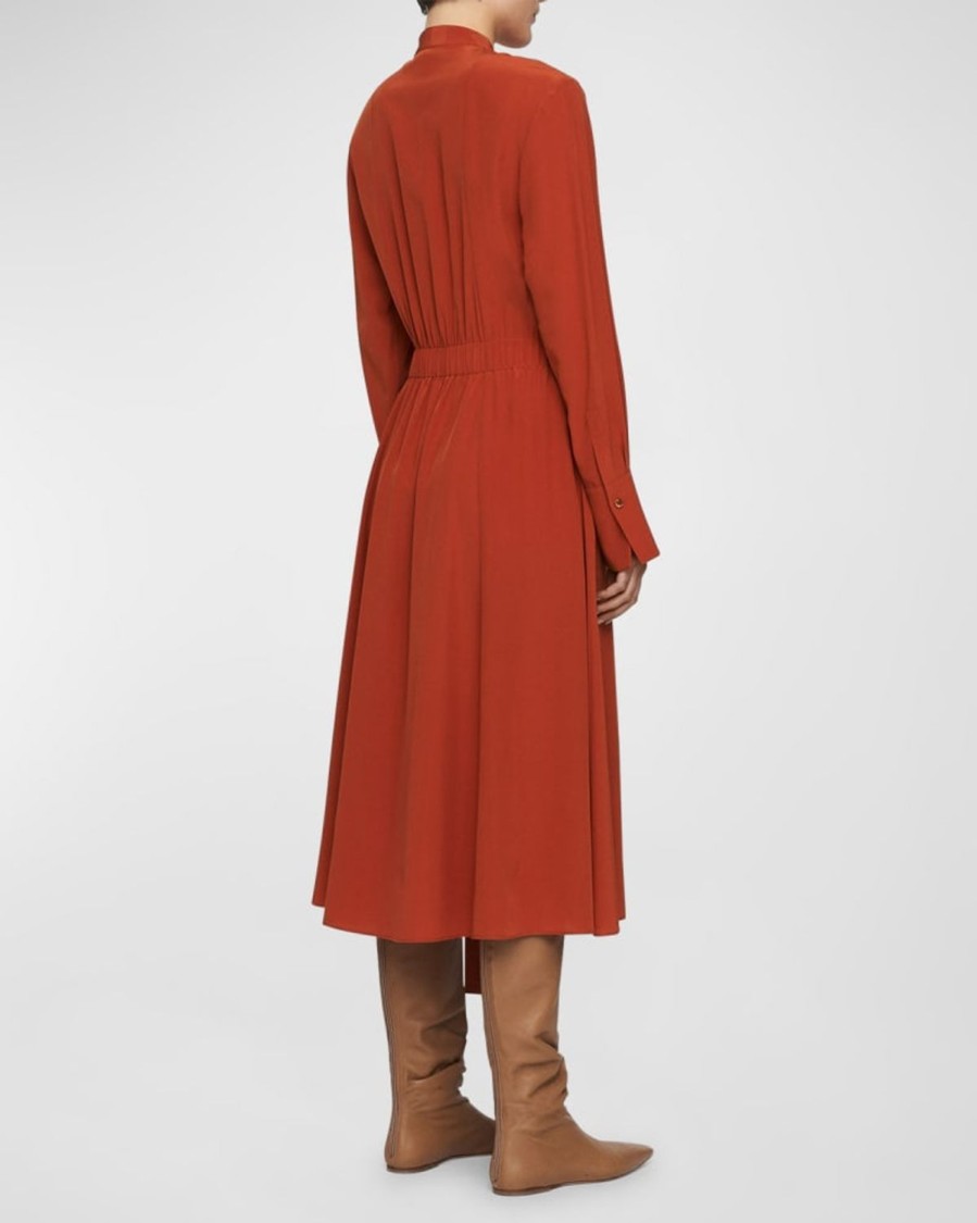 Women Joseph Dresses | Silk Crepe De Chine Fairbaim Dress Cinnamon