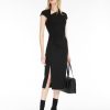 Women MAX MARA Dresses | Vermut Long Cady Dress W Asymmetrical Neckline