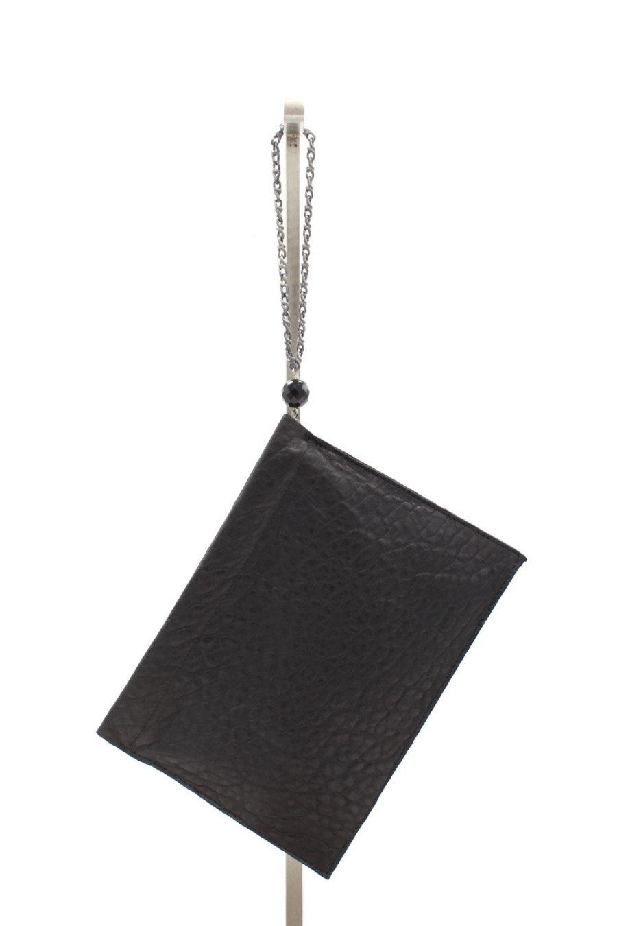 Women LAURA B Bags | The Clutch "Leather Clutch" Black Naturally Embossed