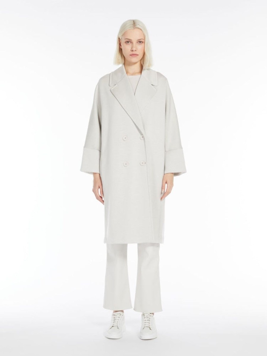 Women MAX MARA Coats & Parkas | Zurca Jersey Midi Length Coat Ecru