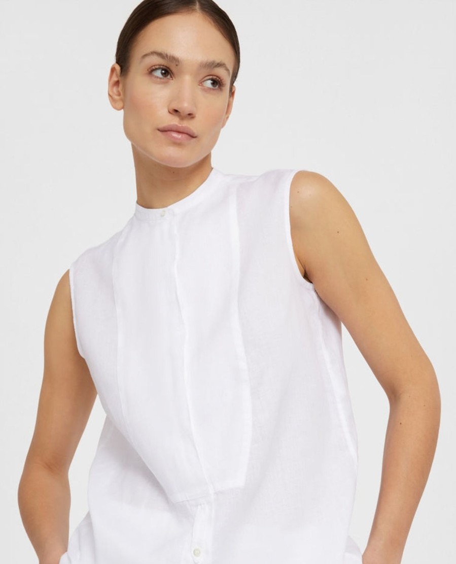 Women Aspesi Shirts & Blouses | Sleeveless Shirt W Mandarin Collar & Yoke Detail