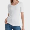 Women MARC CAIN T-Shirts & Singlets | Scoop Smooth Neck T-Shirt White