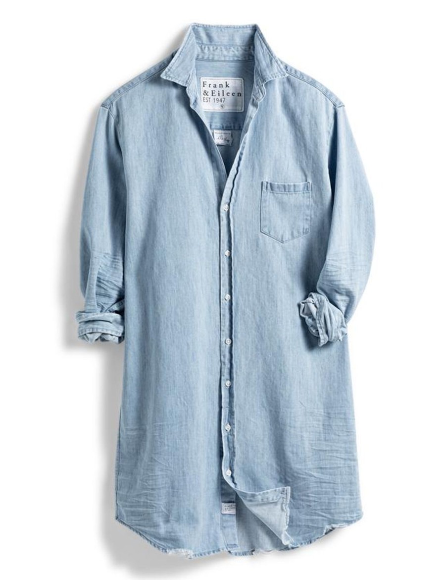 Women FRANK & EILEEN Jeans & Denim | Mary Classic Shirt Dress Blue W Tattered Wash Classic Blue Tattered Wash