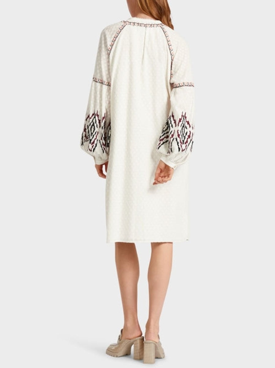 Women MARC CAIN Loungewear | Long Embroidered Dress 110-Off-White