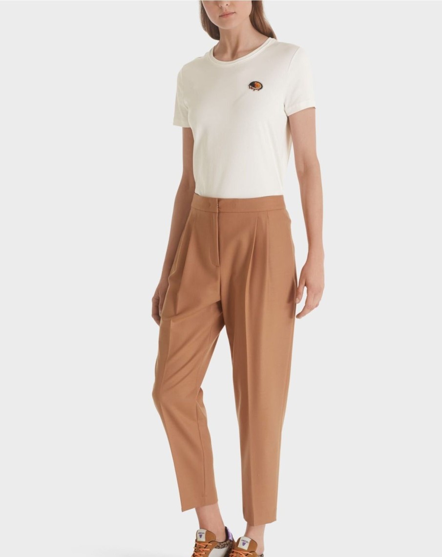 Women MARC CAIN Pants | High Waisted Trousers W Double Pleats Clay Brown