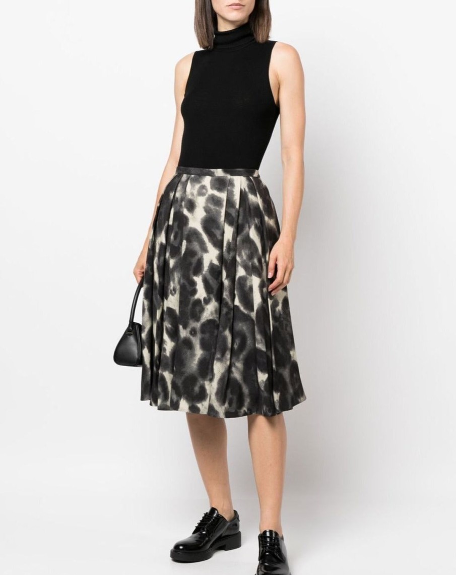 Women Aspesi Skirts | High Waisted Pleated Skirt-2217-V129 Naturale