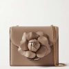 Women Oscar De La Renta Bags | Mini Tro Nappa Crossbody Bag W Flower Nude