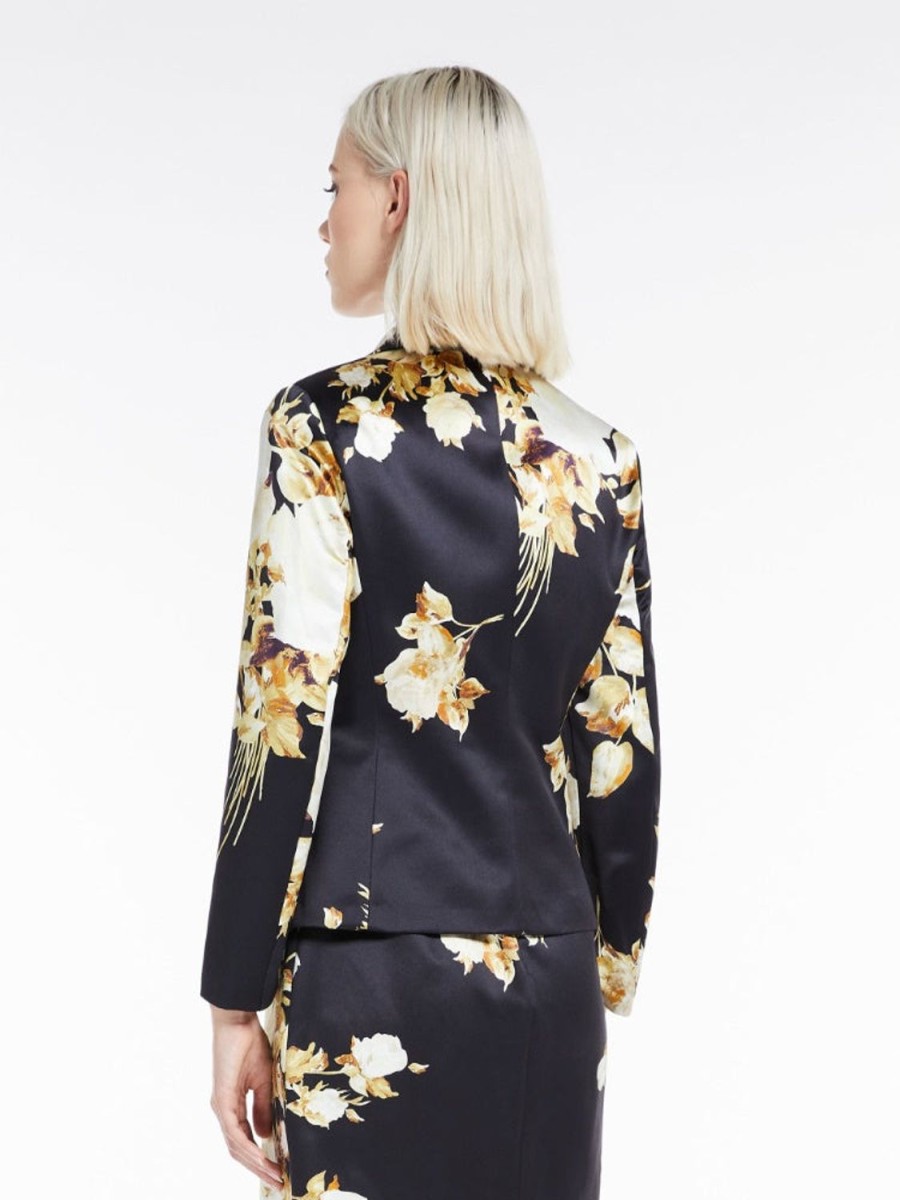 Women MAX MARA Jackets & Blazers | Lorena Printed Duchesse Jacket Black