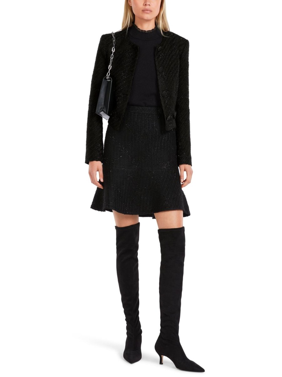 Women MARC CAIN Jackets & Blazers | Cropped Lurex Jacket W Centre Seam Buttons 900-Black