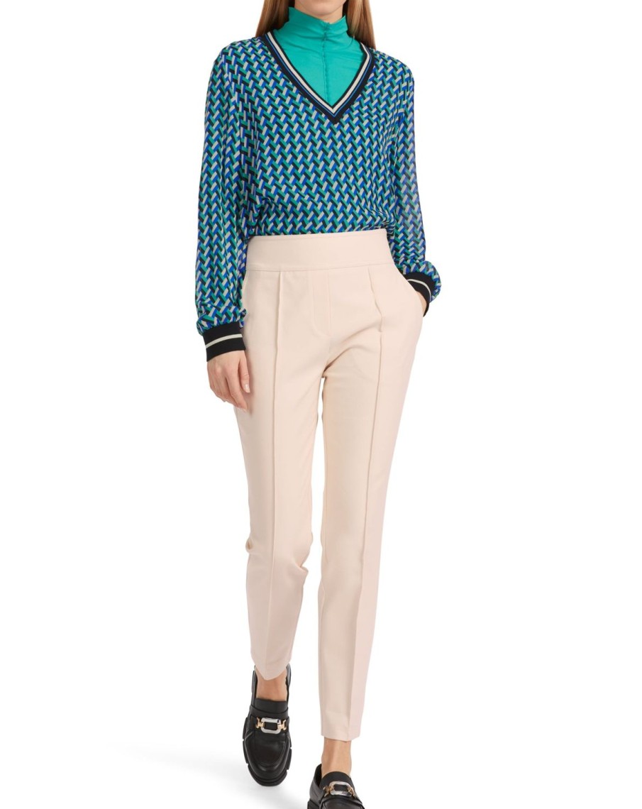 Women MARC CAIN Pants | Slim Leg Classic Trousers W Side Seam Zip