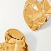 Women Oscar De La Renta Jewellery | Large Crushed Heart Gold Tone Earring