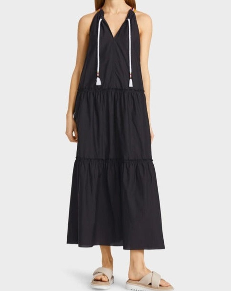 Women MARC CAIN Loungewear | Sporty Dress With Silk 900-Black