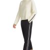 Women MARC CAIN Knitwear | Cropped High Neck Cream Sweater W Black Contrast Detail 110-Off-White