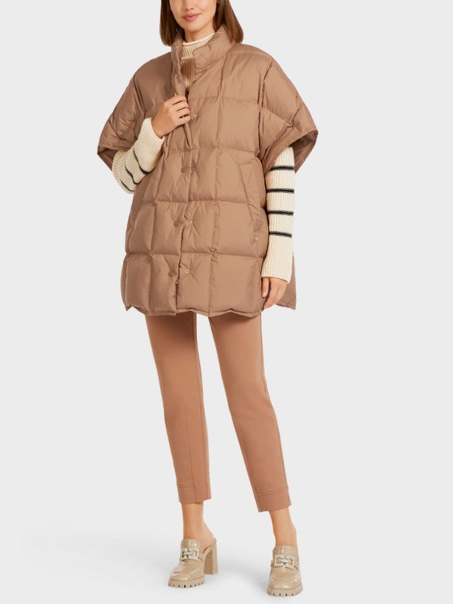 Women MARC CAIN Loungewear | Quilted Waistcoat With A Loose Silhouette 619-Camel