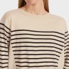 Women MARC CAIN Knitwear | Block Stripe Insert Sweater W Kimino Sleeve 913-Blk/Am Milk