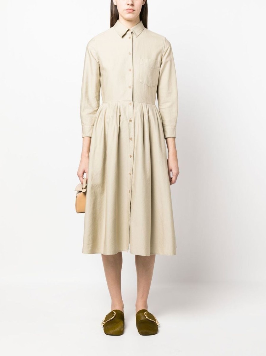 Women Aspesi Dresses | Classic Shirt Dress W Self Tie